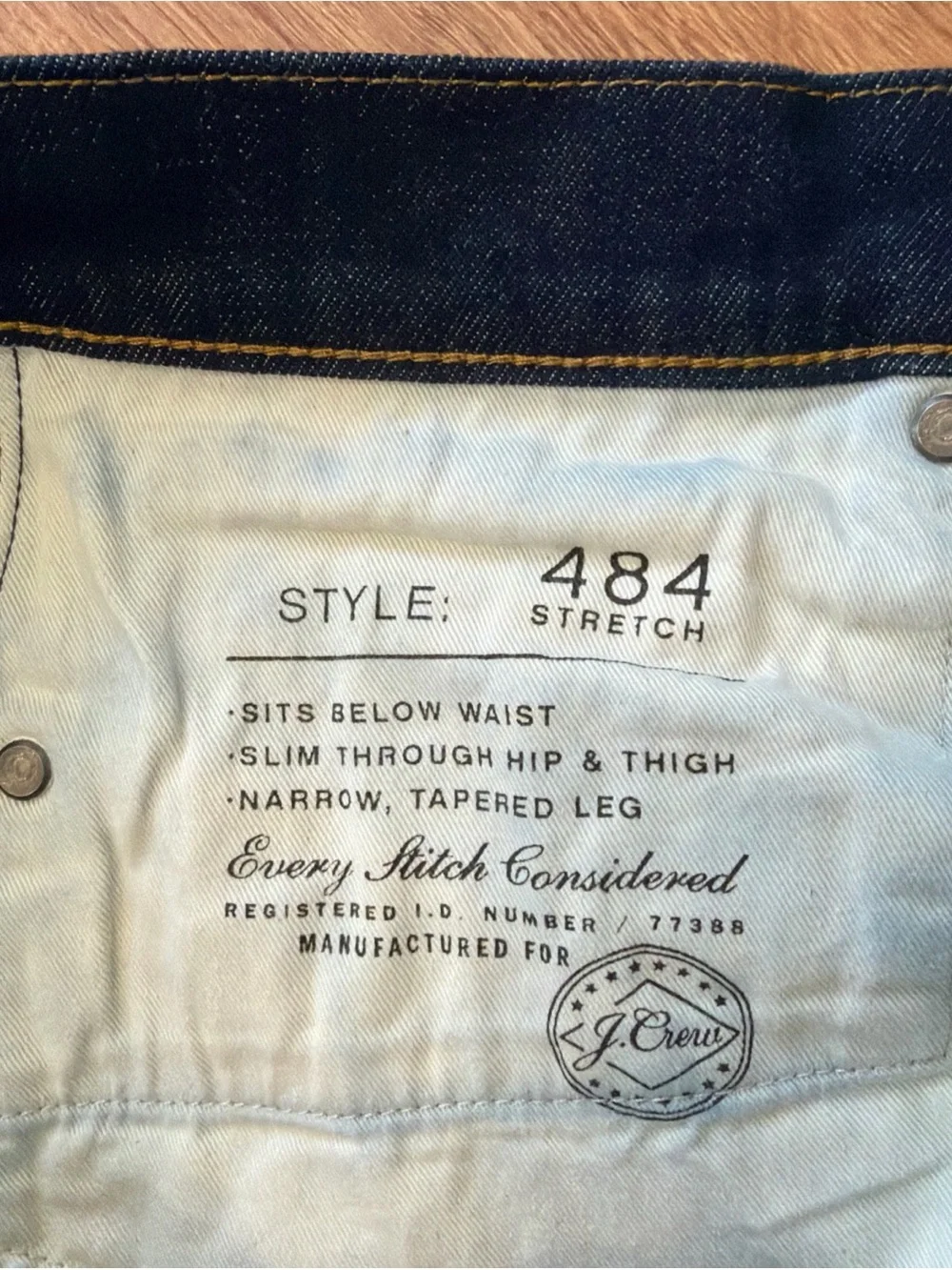 J. Crew 484 Jeans Mens 34x34 Blue Kurabo Japanese Denim Slim Tapered Fit Dark